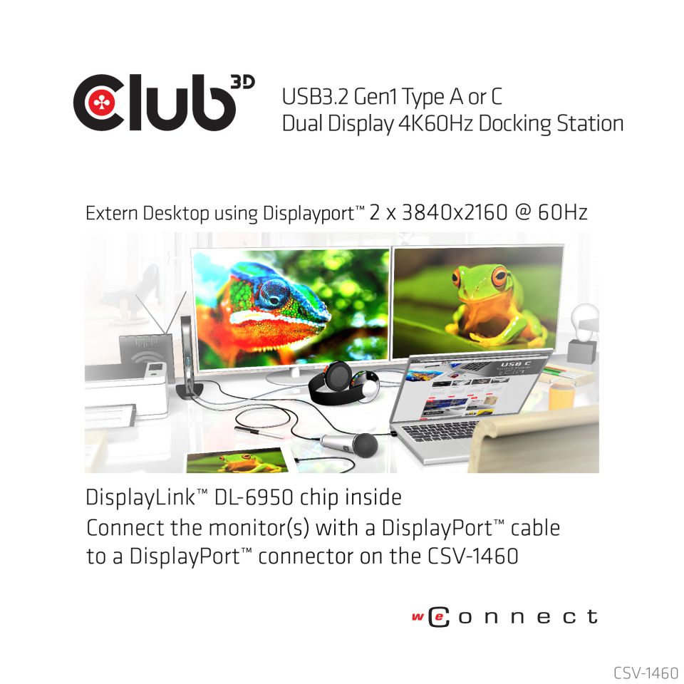 Club 3D USB-C Dockingstation Dual Display 4K60Hz