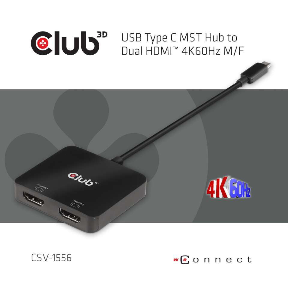 Club 3D Multi Stream Transport (MST) Hub USB-C 