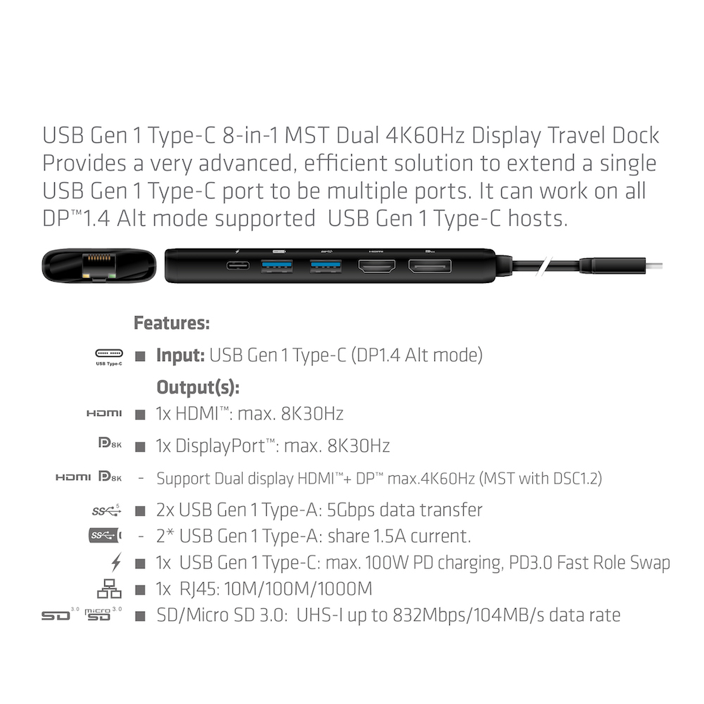 Club 3D USB-C auf HDMI+DP Dockingstation 
