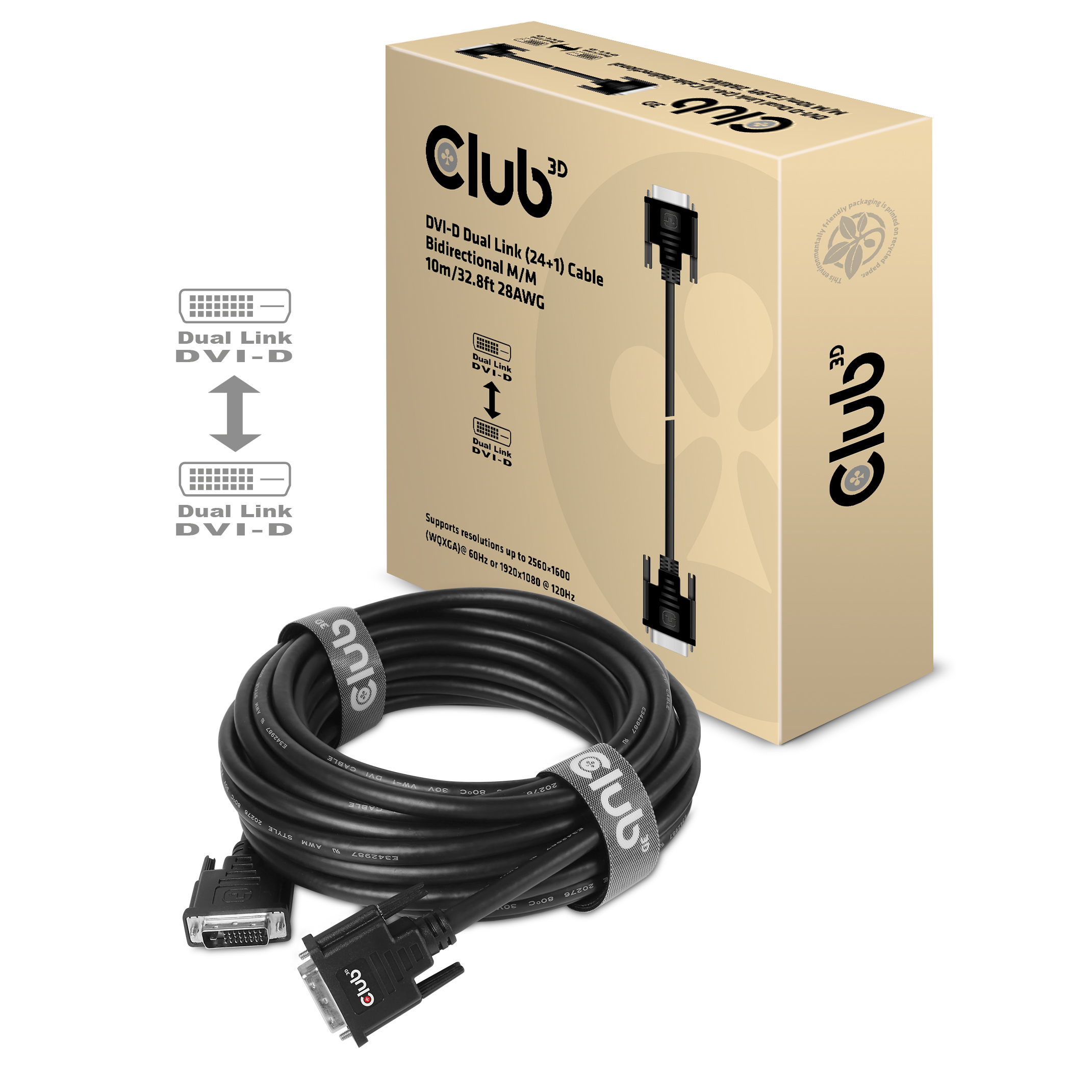 Club 3D DVI-Kabel Dual Link 24+1 Bidirektional - 10 m