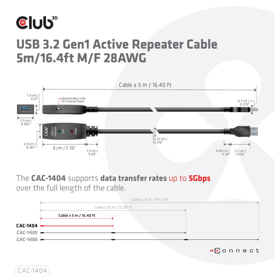 Club 3D USB 3.2 Verlängerungskabel - 5m