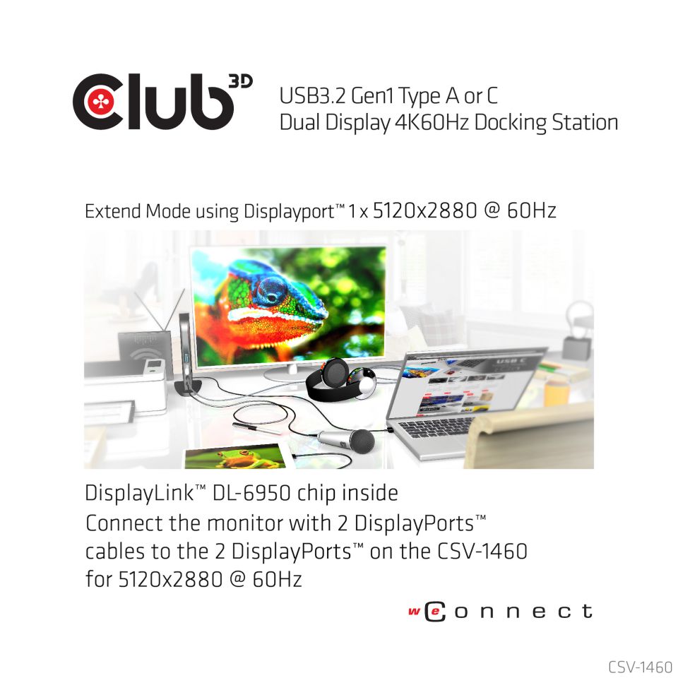 Club 3D USB-C Dockingstation Dual Display 4K60Hz