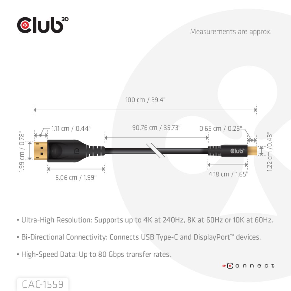 Club 3D Adapterkabel USB-C zu DisplayPort - 1m