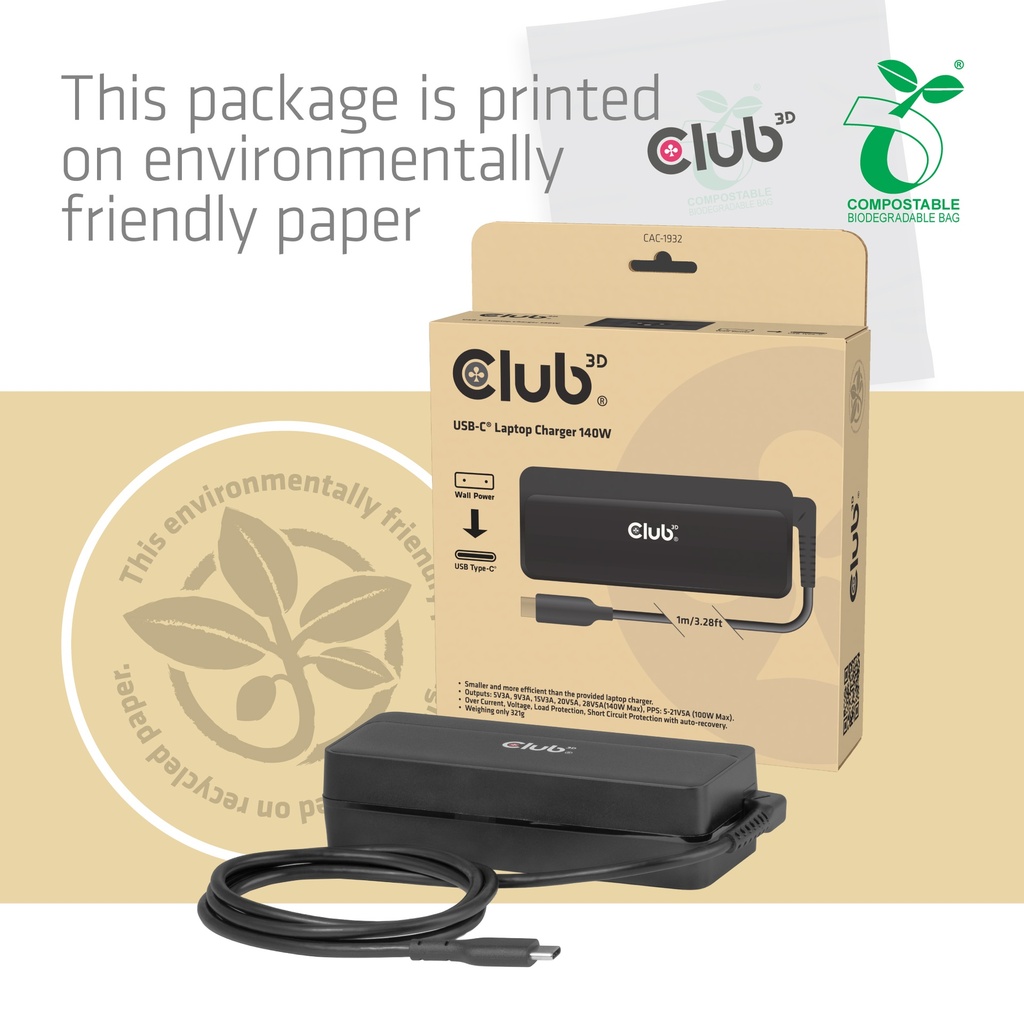 Club 3D USB-C Laptop Charger 140W