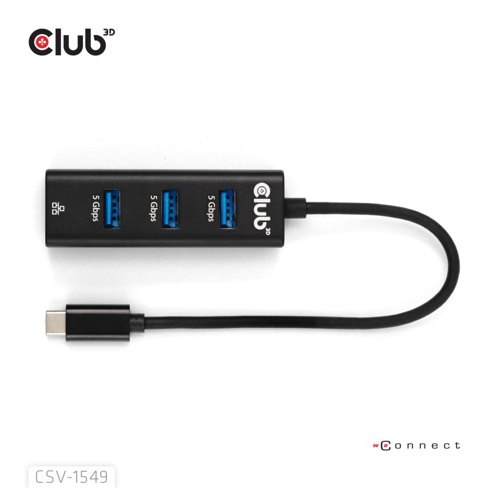 Club 3D USB-C Dockingstation USB-A + Gigabit Ethernet 