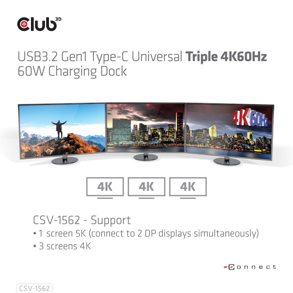 Club 3D SenseVision Connect Triple 4K - Charging Dock