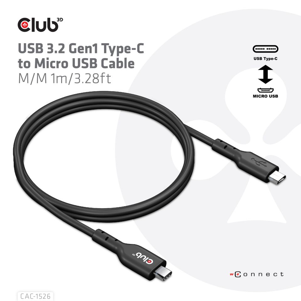 Club 3D USB 3.2 Typ C auf Micro USB Kabel - 1 m