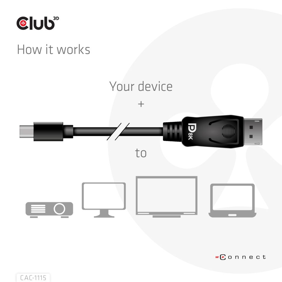 Club 3D Adapterkabel Mini DisplayPort auf DisplayPort 1.4 - 2m