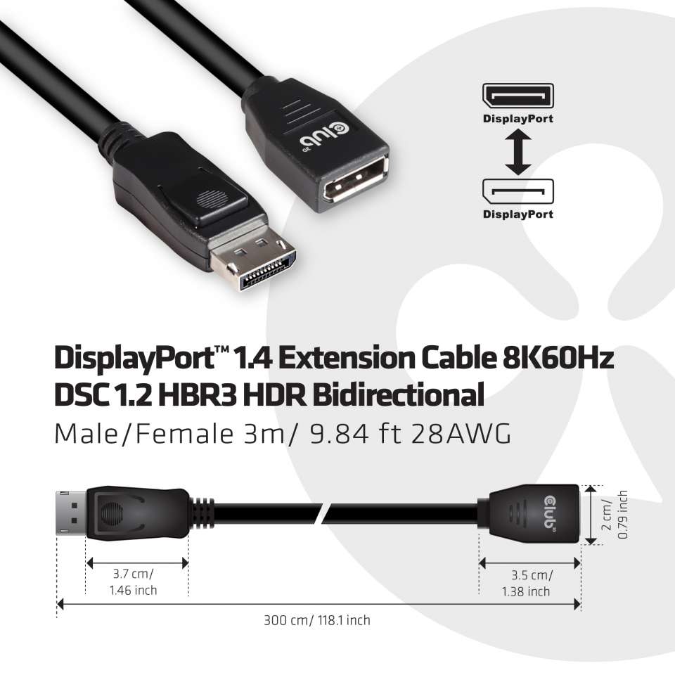 Club 3D DisplayPort Verlängerungskabel - 3 m