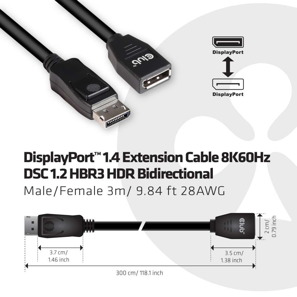 Club 3D DisplayPort-Verlängerungskabel - 3 m