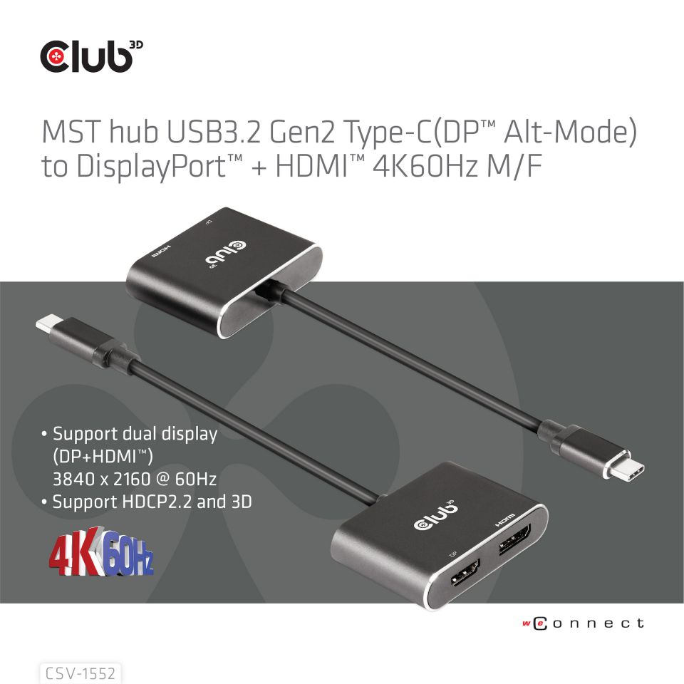 Club 3D Multi Stream Transport (MST) HUB - Dual Display