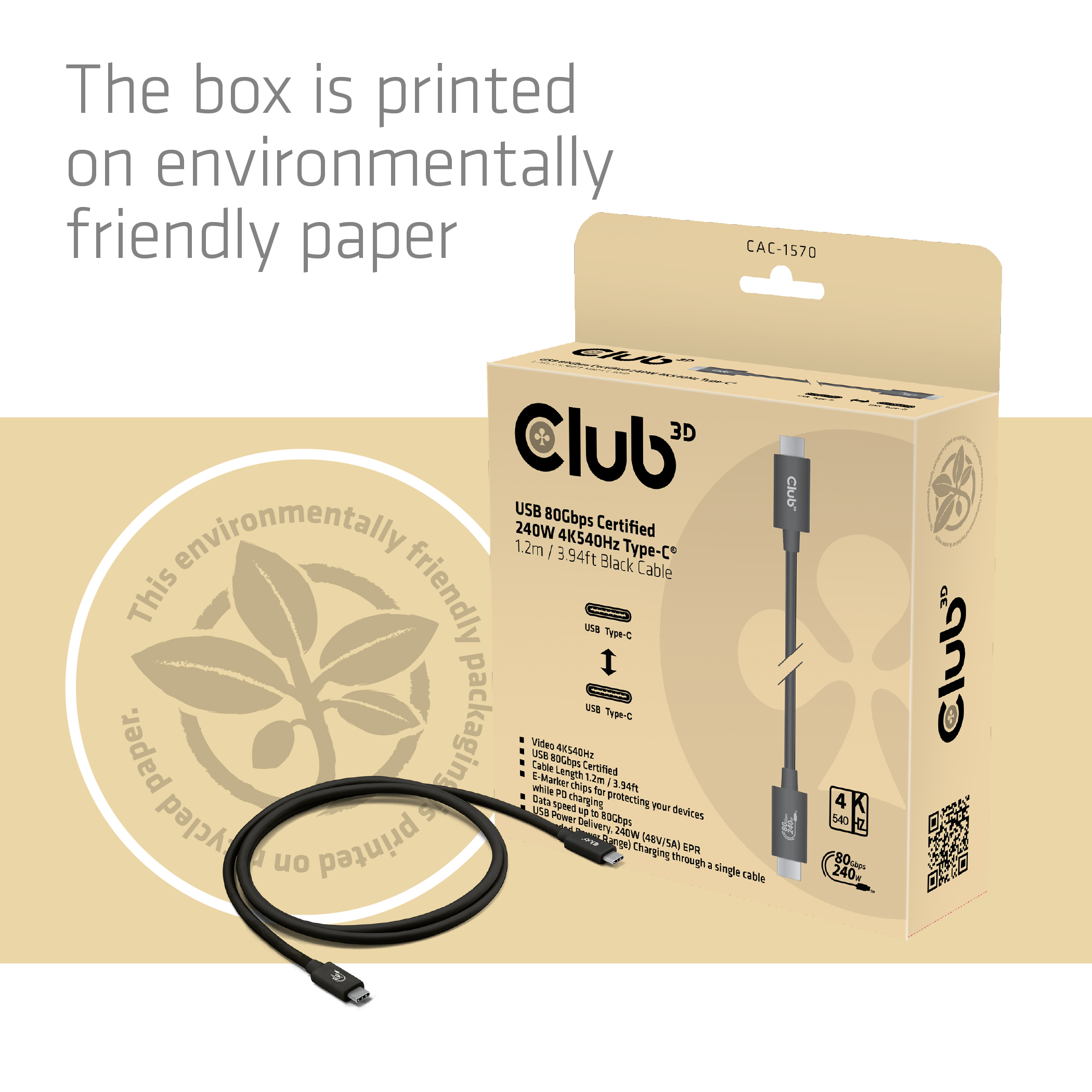 Club 3D Kabel USB C  4K540Hz - 1,2m