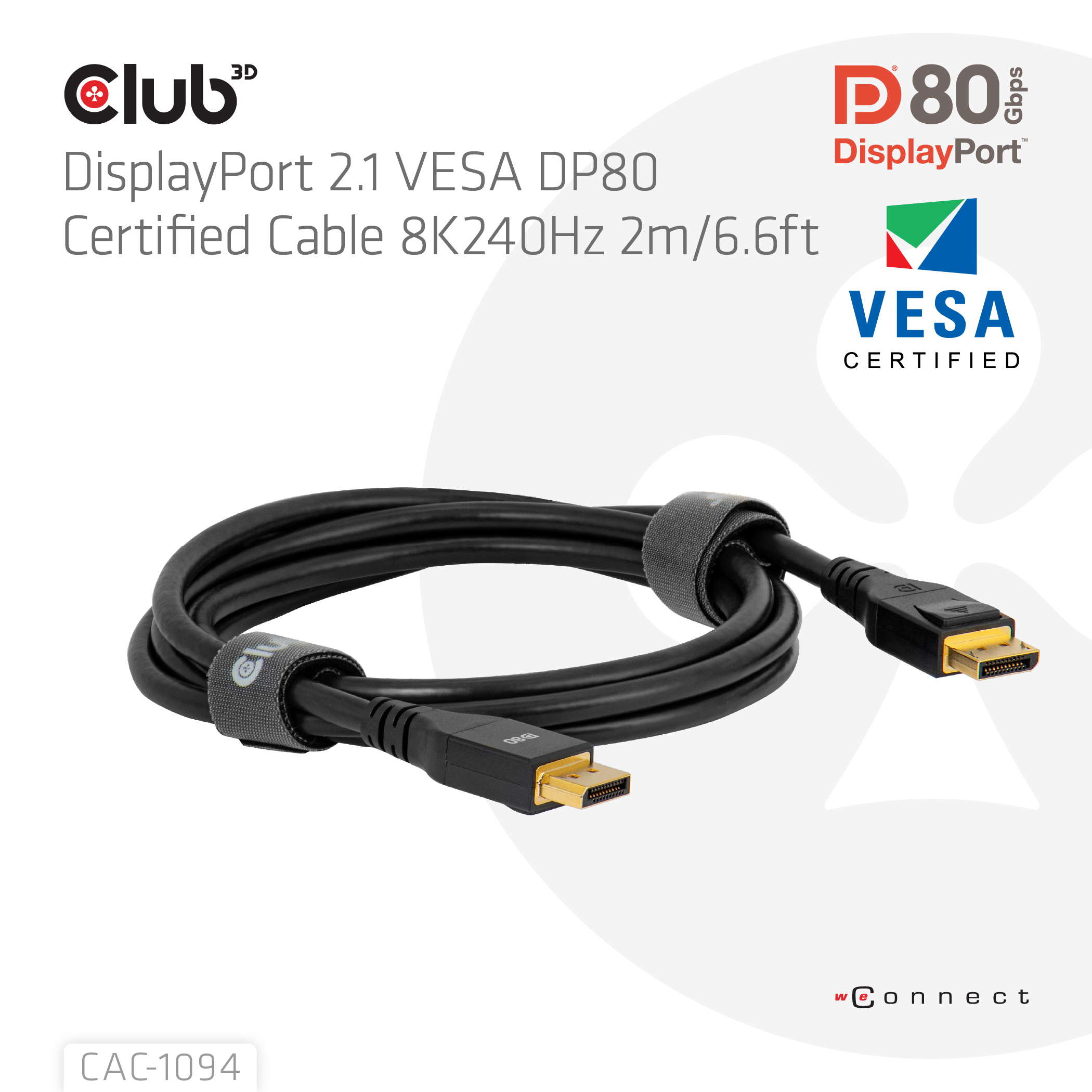 Club 3D DisplayPort 8K240Hz Kabel - 2m