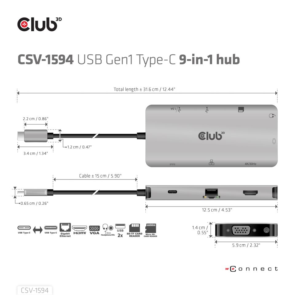 Club 3D USB-C Dockingstation 9-in-1