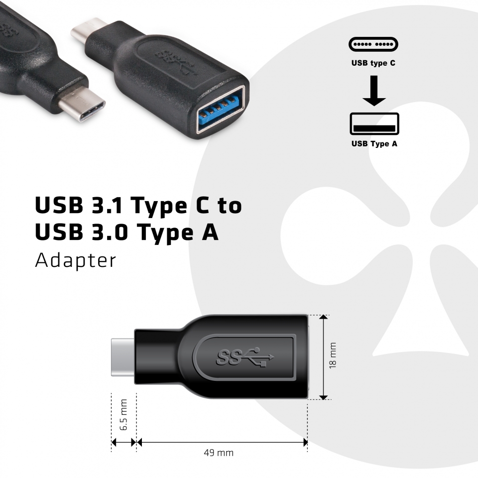 Club 3D USB-C auf USB-A Adapter
