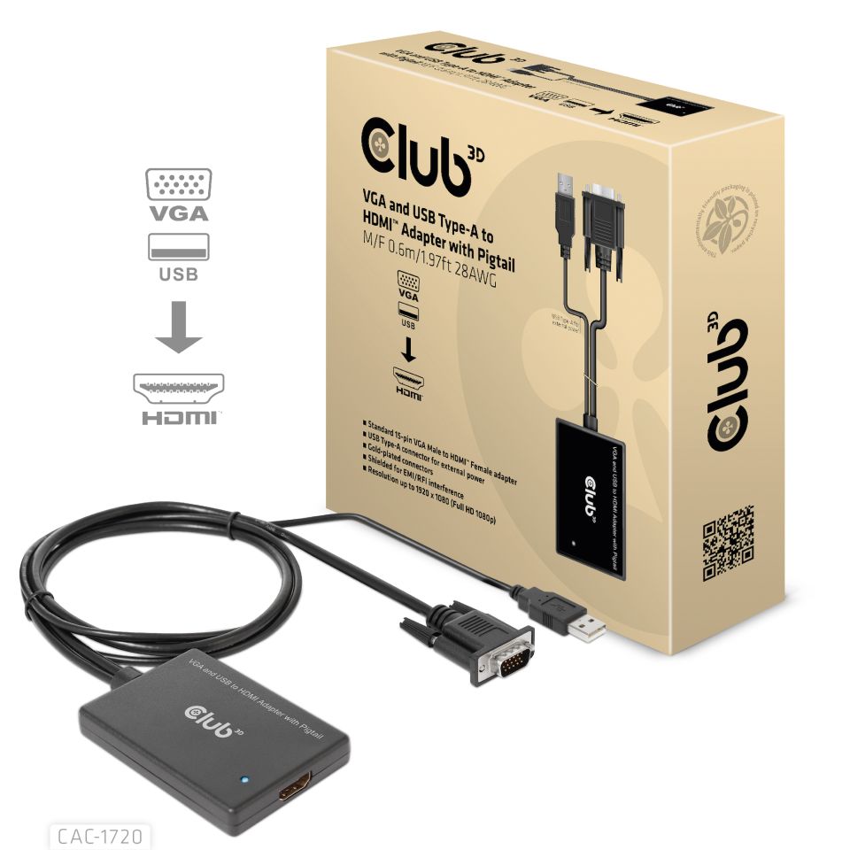 Club 3D VGA  auf HDMI Adapter - 0,6m