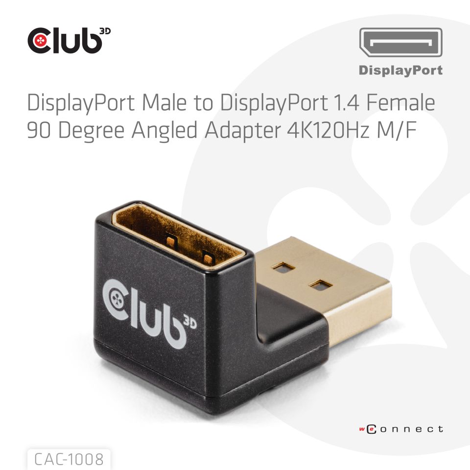Club 3D DisplayPort Stecker auf DisplayPort Buchse 90°