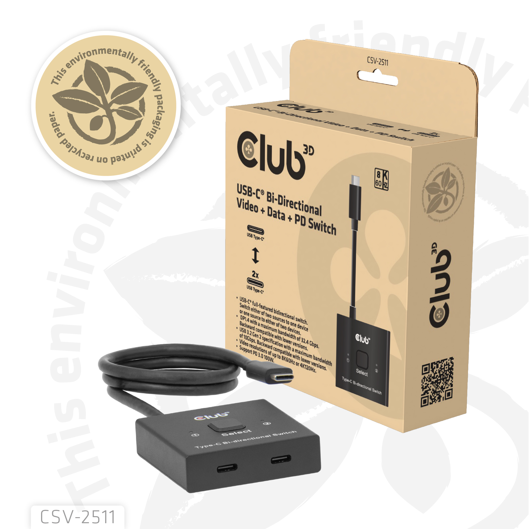 Club 3D USB-C Switch - bidirektional 