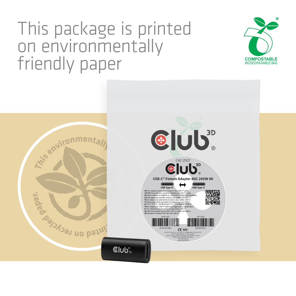 Club3D USB-C® Adapter 40G 240W 8K60Hz