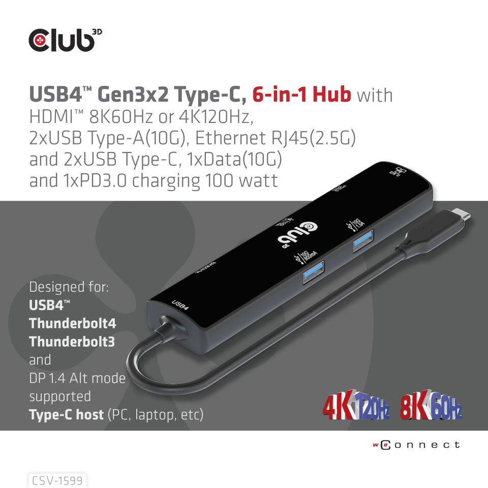 Club 3D 6-in-1 Hub - Dockingstation