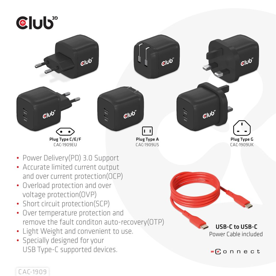 Club 3D Reiseladegerät - 45W