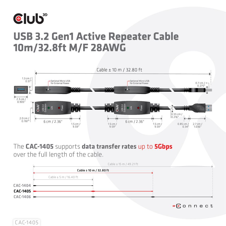 Club 3D USB 3.2 Verlängerungskabel - 10m