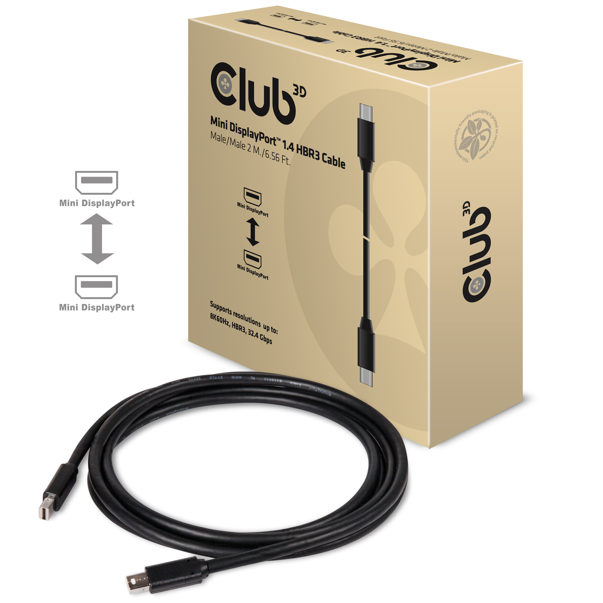 8m Typ-C zu Displayport 8K60Hz HDR Schwarz CAC-1557 Club 3D USB Adapterkabel 1