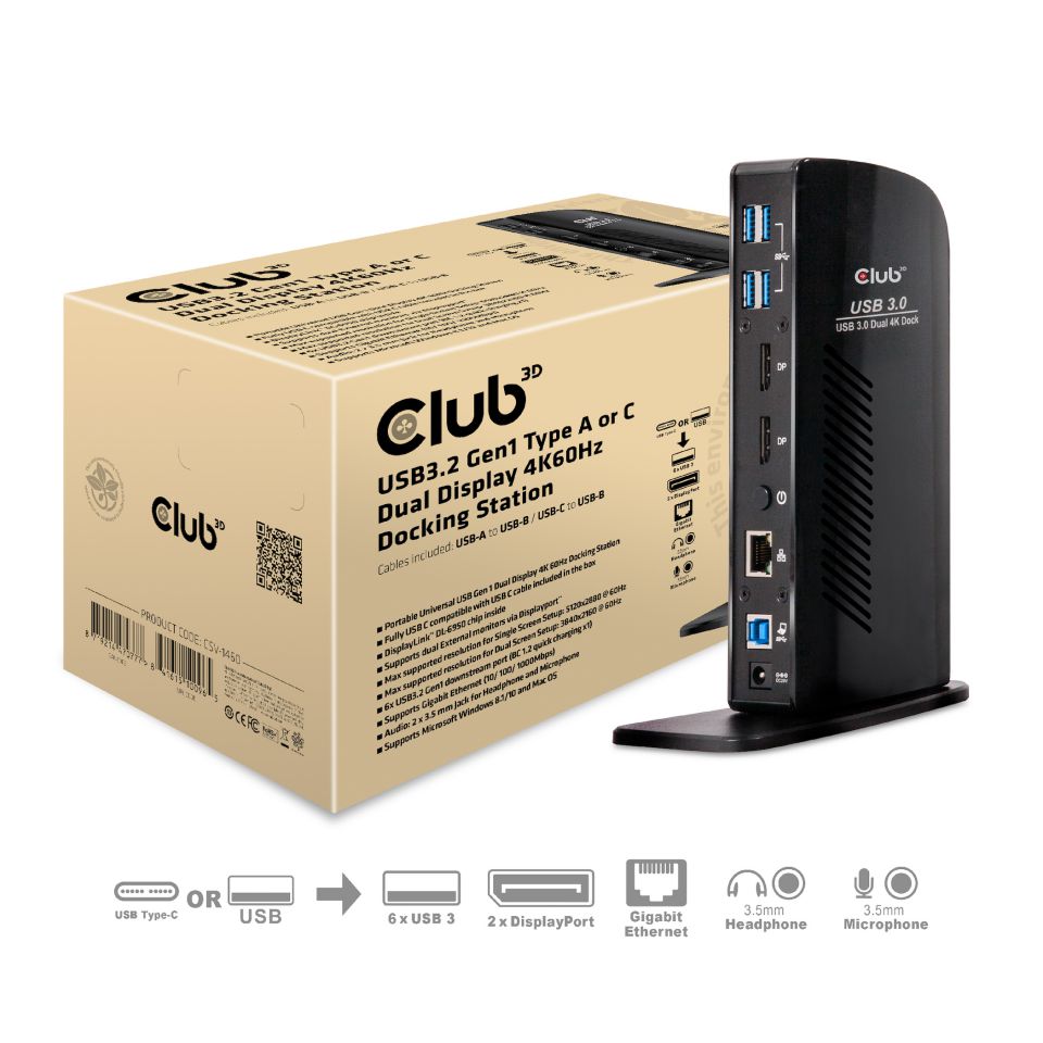 Club 3D USB-C Dockingstation Dual Display 4K60Hz