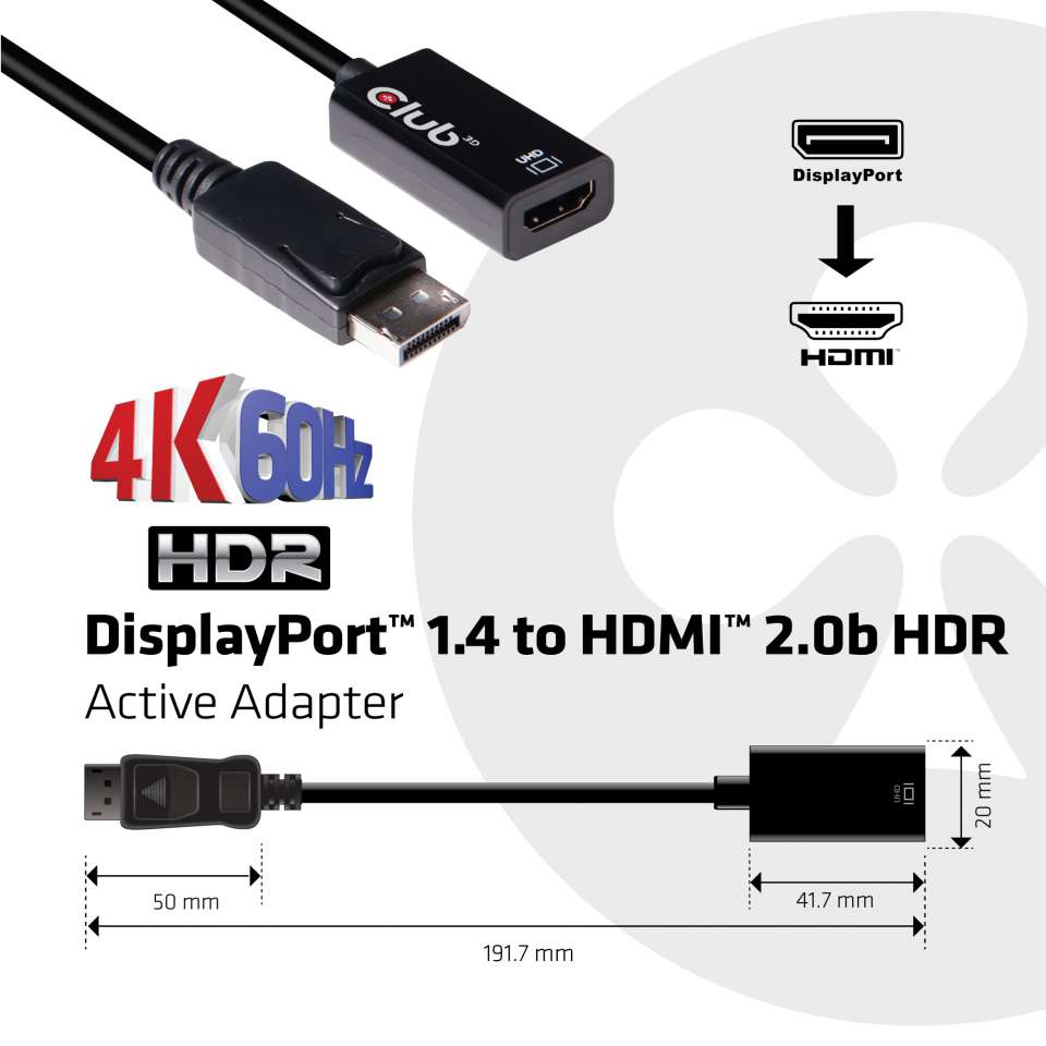Club 3D DisplayPort 1.4 auf HDMI Adapter