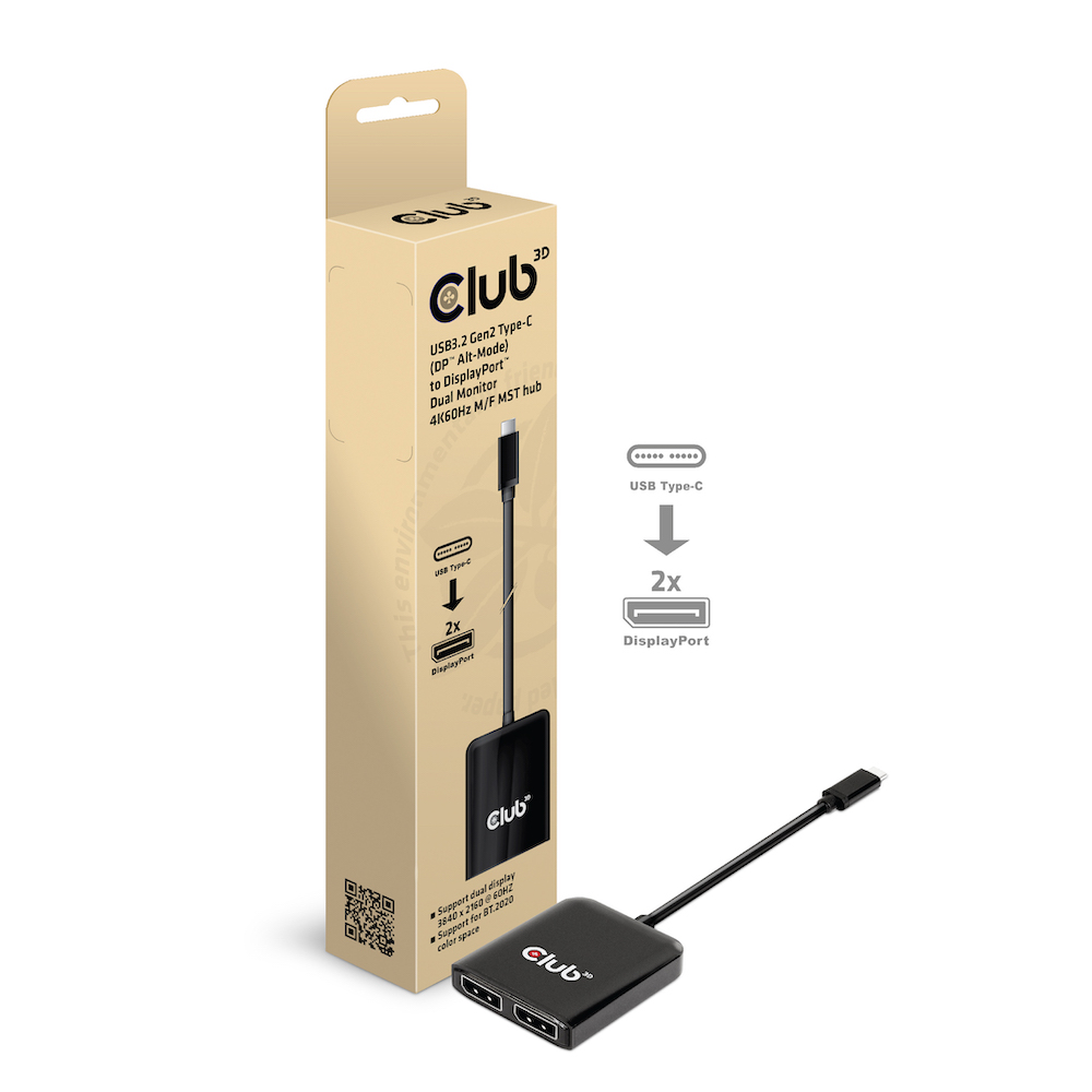 Club 3D MST Hub USB-C auf DisplayPort Dual