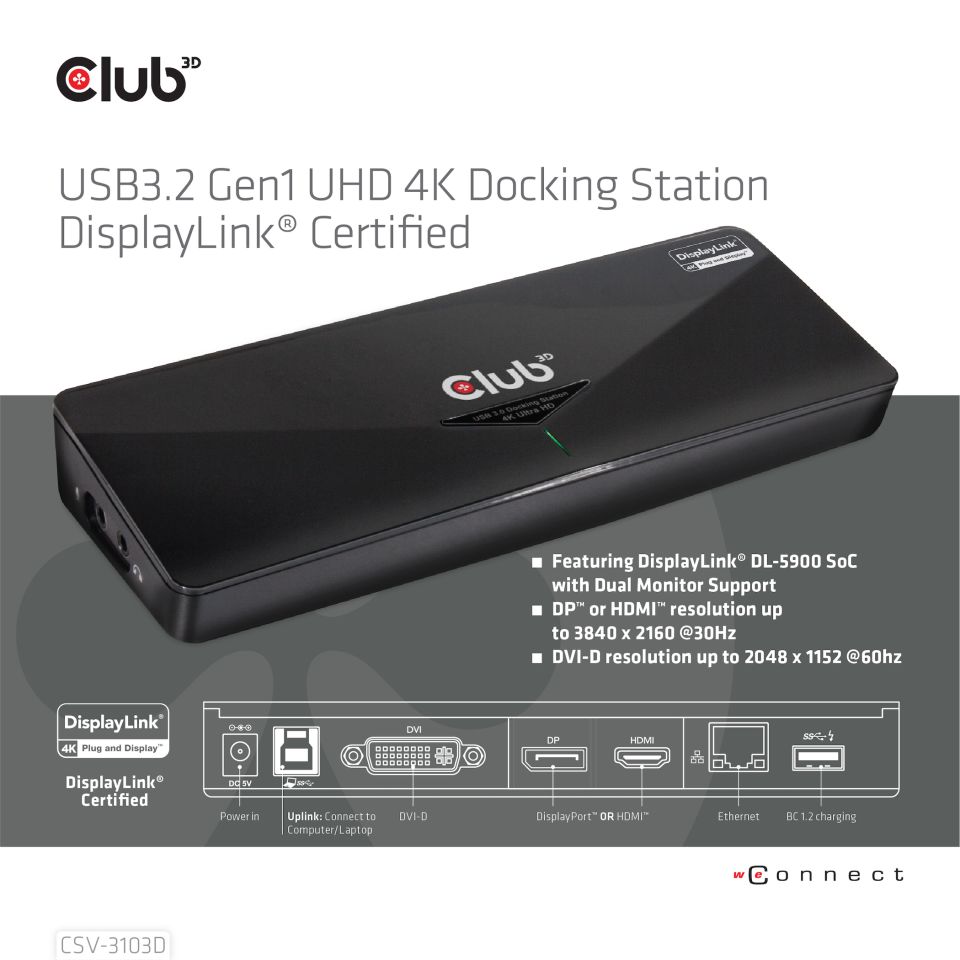 Club 3D USB-B Dockingstation DisplayLink