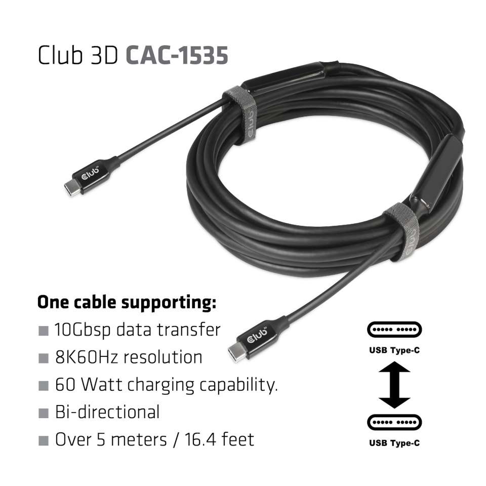 Club 3D USB 3.2 Typ C Anschlusskabel - 5m