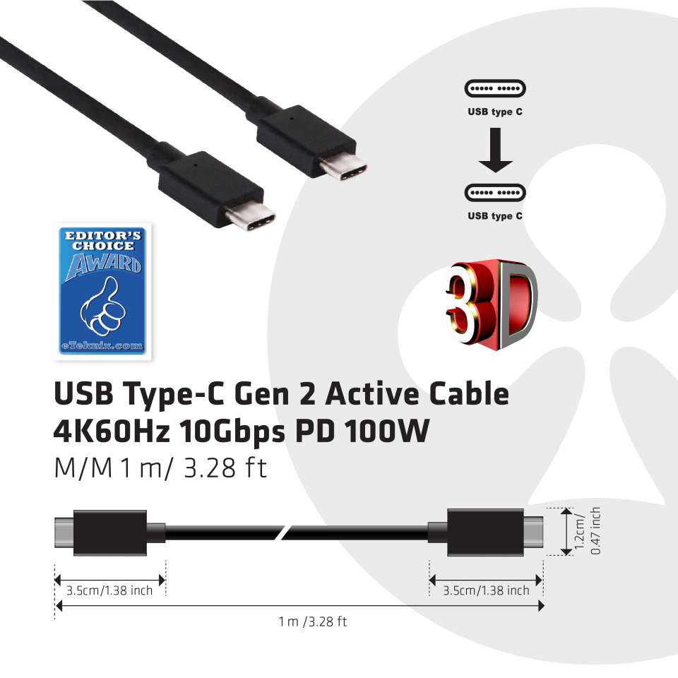 Club 3D USB 3.1 Typ-C PD Kabel - 1 m