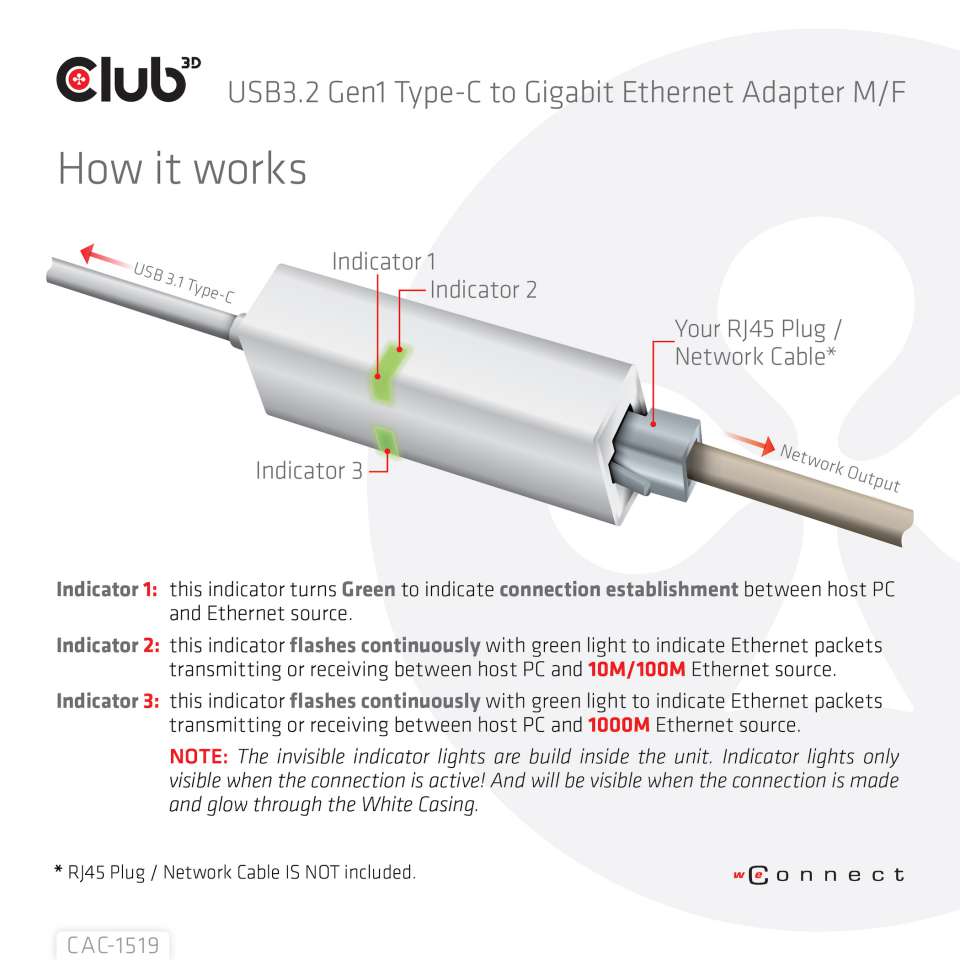 Club 3D USB-C auf Gigabit Ethernet Adapter