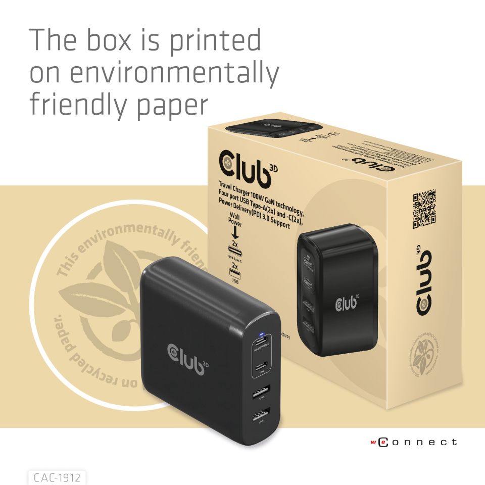 Club 3D Reiseladegerät - 100W 