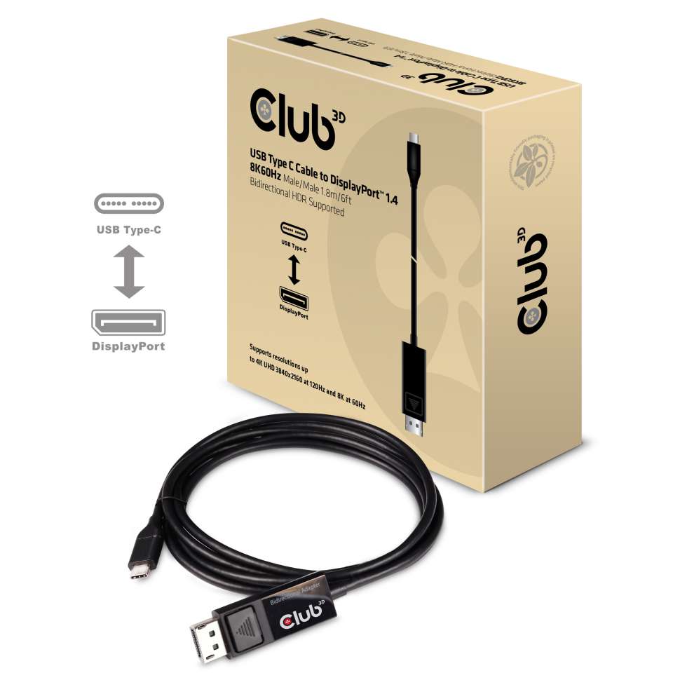 Club 3D Adapterkabel USB-C auf DP - 1,8m