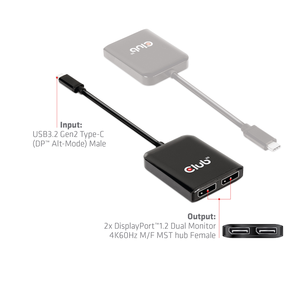 Club 3D MST Hub USB-C auf DP Dual