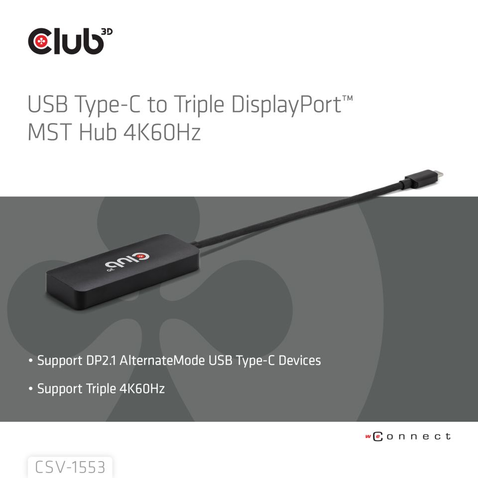 Club 3D Multi Stream Transport (MST) HUB - Tripple Display