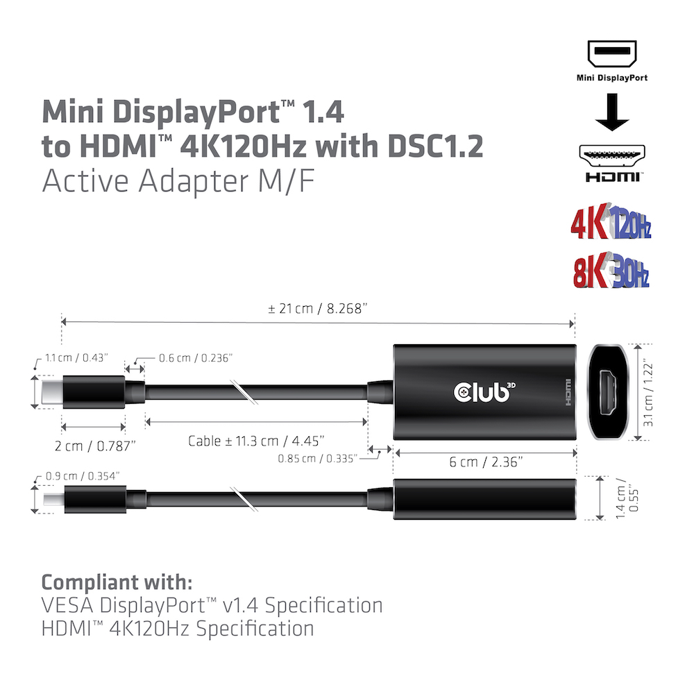 Club 3D Mini-DP auf HDMI Adapter