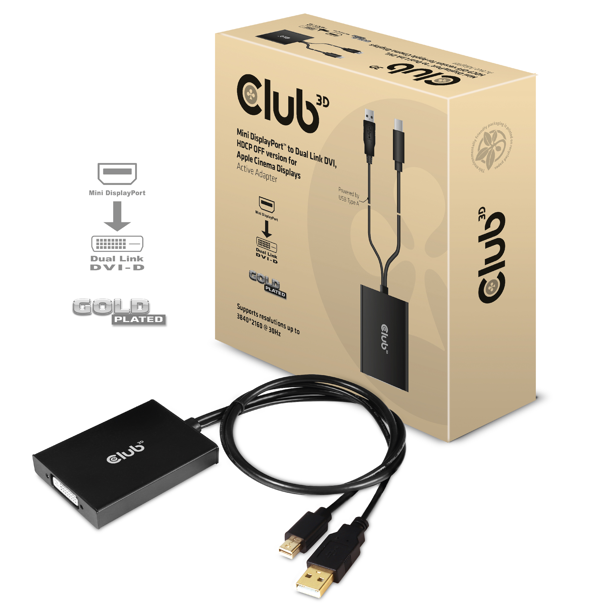 Club 3D Mini DisplayPort auf DVI-D Adapter - HDCP Off