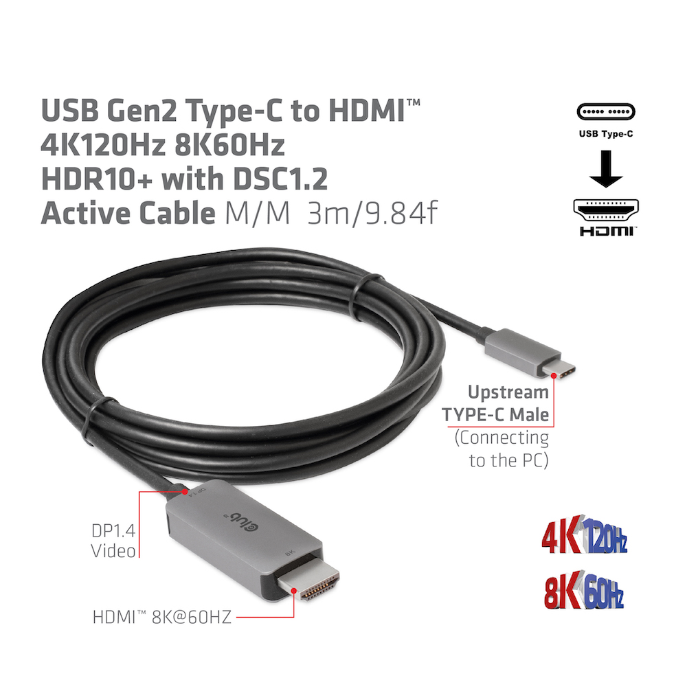 Club 3D USB-C auf HDMI Kabel - 3m