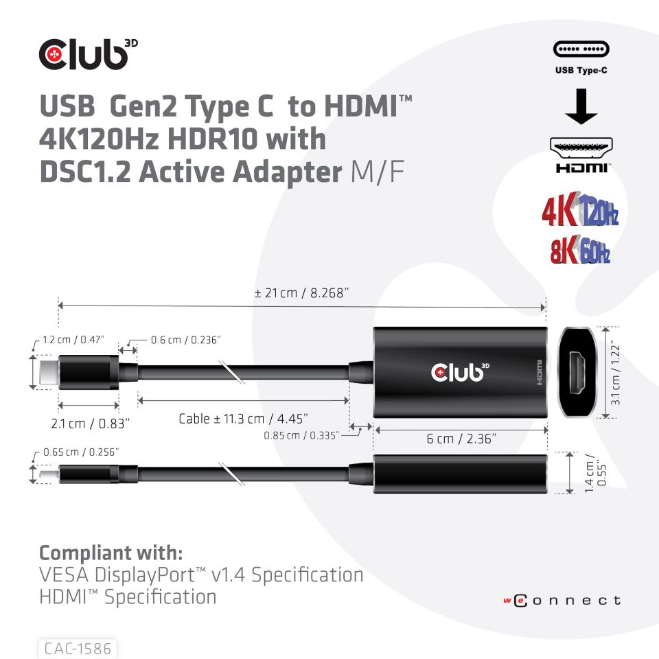 Club 3D USB-C auf HDMI 2.1