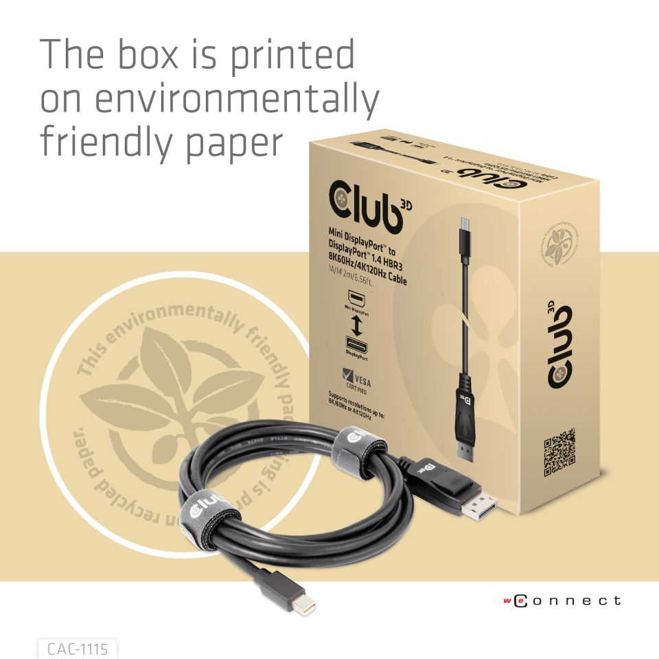 Club 3D Adapterkabel Mini DisplayPort auf DisplayPort 1.4 - 2m