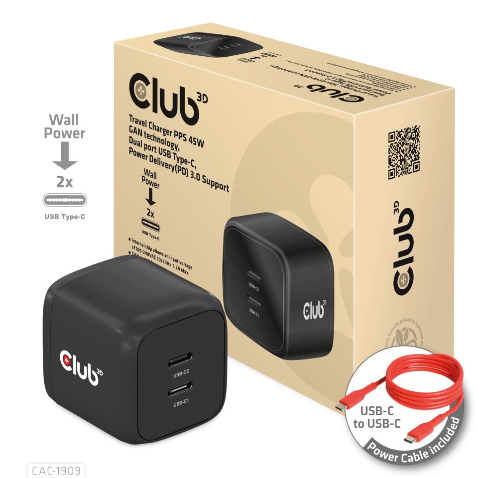 Club 3D Reiseladegerät - 45W