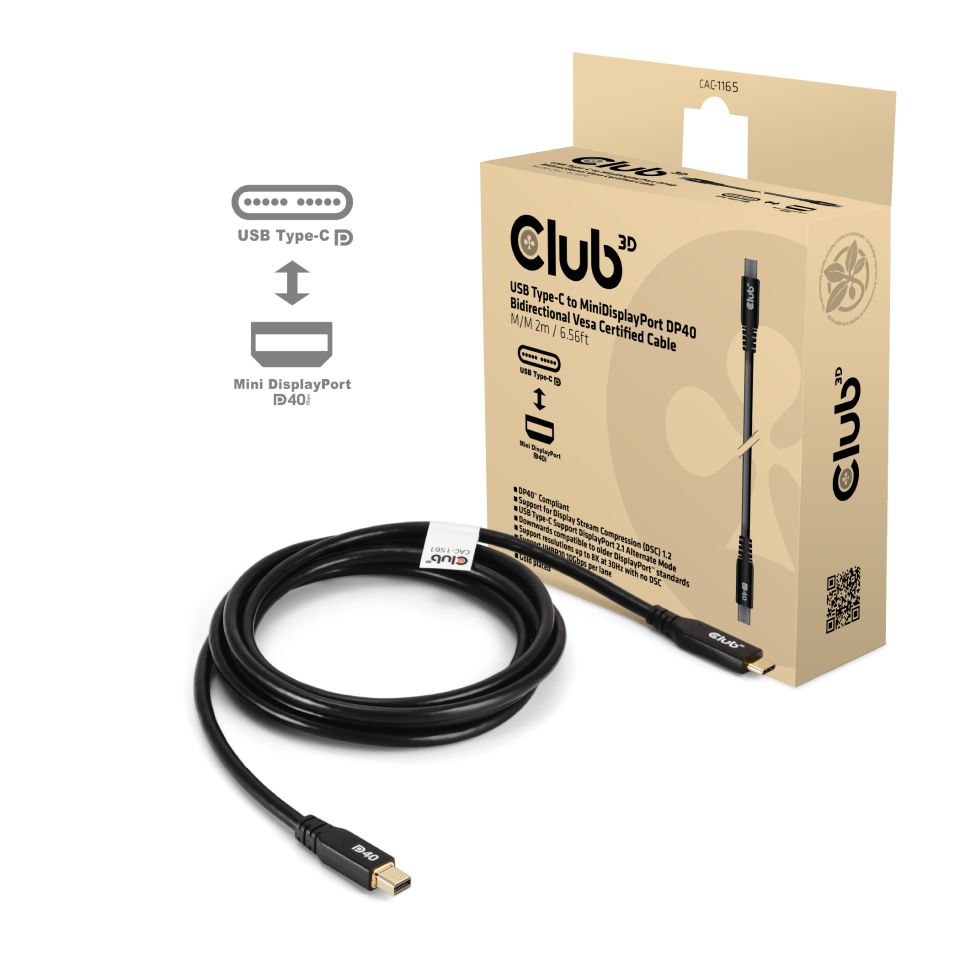Club 3D Adapterkabel USB-C zu Mini DisplayPort - 2m
