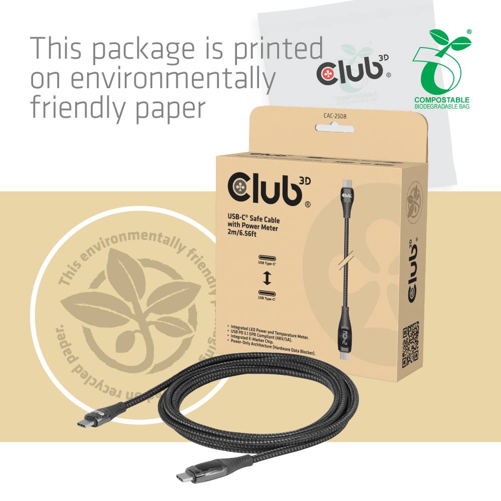 Club 3D USB-C Ladekabel - 2m
