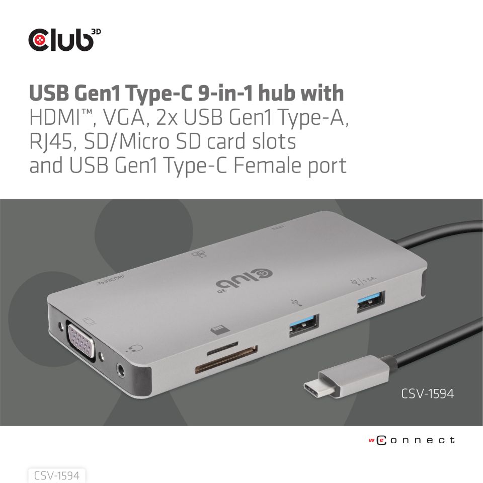 Club 3D USB-C Dockingstation 9-in-1