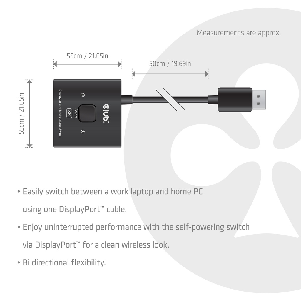 Club 3D DisplayPort 2-in-1 Switch 
