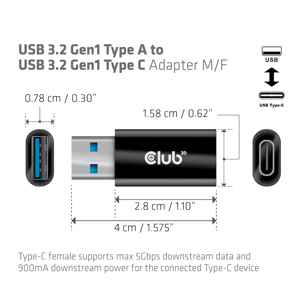 Club 3D USB-A auf USB-C Adapter