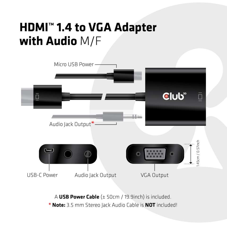 Club 3D HDMI auf VGA Adapter (Aktiv)